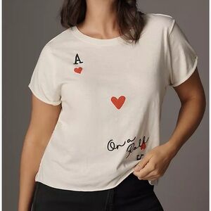 Women's White Graphic Tee with Red Accents